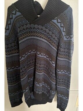 American Rag Sweater 3XL Mens Blue Black Aztec Fair Isle